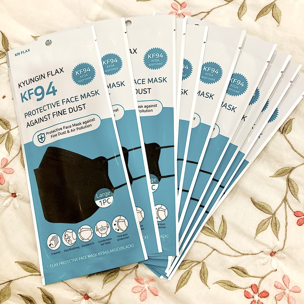 KF94 Black Masks. 10 Packs, 4-Ply.